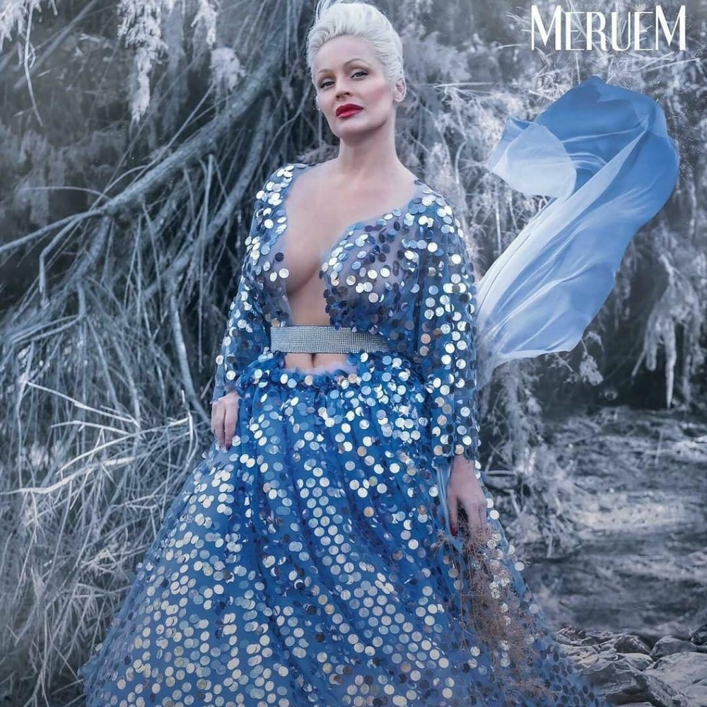 "SUKI" Blue & Silver Sequin Crystal Kimono Wedding Ballgown Set